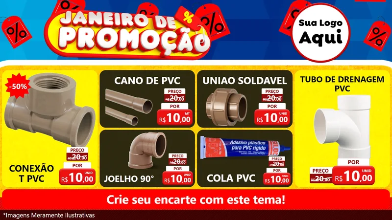 Modelo de TV para TV Horizontal com o tema Janeiro de Promoção para Tubos e conexões