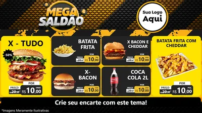 Modelo de TV para TV Horizontal com o tema Mega Saldão para Hamburgueria