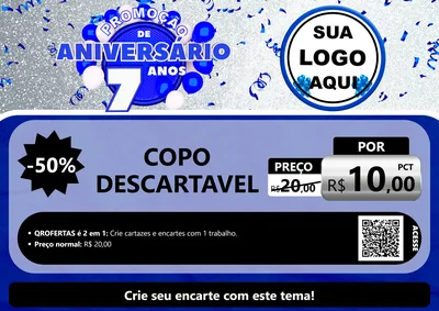 Modelo de Cartaz para Cartaz A4 Horizontal com o tema Promoção de Aniversário - 7 Anos para Embalagens