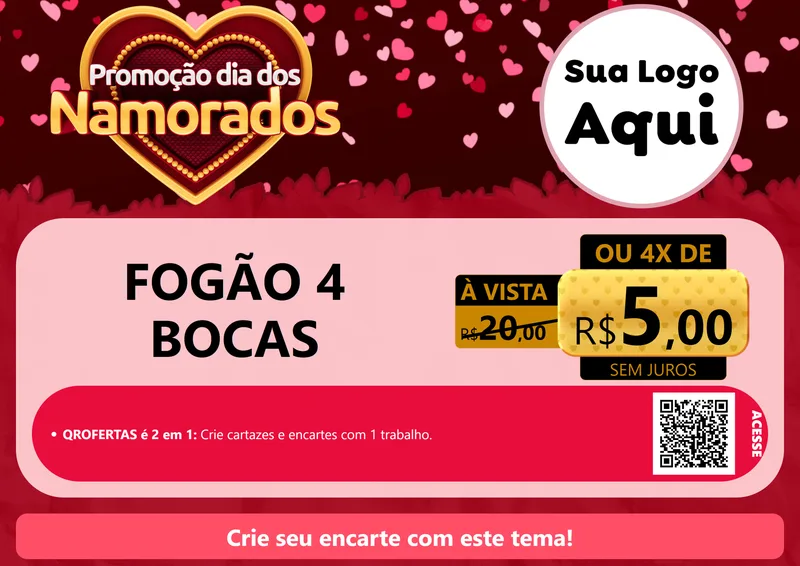 Modelo de Cartaz para Cartaz A4 Horizontal com o tema Promoção Dia Dos Namorados para Móveis e Eletro