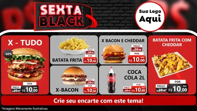 Modelo de TV para TV Horizontal com o tema Sexta Black para Hamburgueria