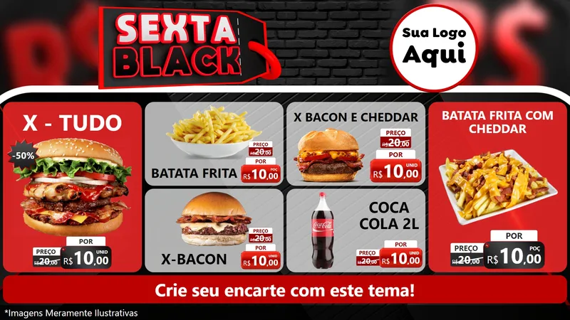 Modelo de TV para TV Horizontal com o tema Sexta Black para Hamburgueria