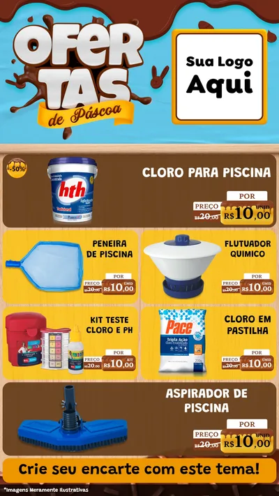 Modelo de TV para TV Vertical com o tema Ofertas de Páscoa para Produtos para Piscina