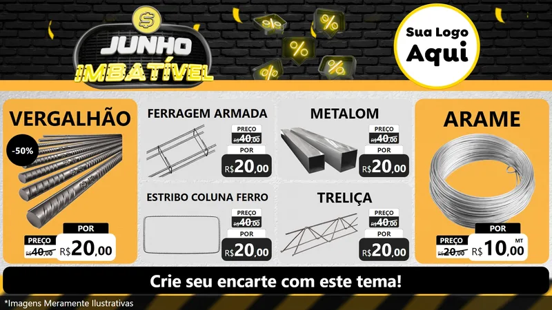 Modelo de TV para TV Horizontal com o tema Junho Imbatível para Ferragens