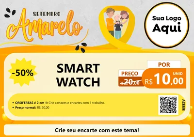 Modelo de Cartaz para Cartaz A4 Horizontal com o tema Setembro Amarelo para Informática