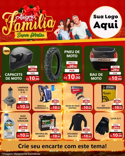 Modelo de Rede Social para Feed Instagram com o tema Alegria em Família Super Ofertas - Natal para Moto peças