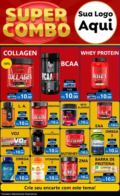 Modelo de Encarte para Encarte Grande com o tema Super Combo para Suplementos alimentares