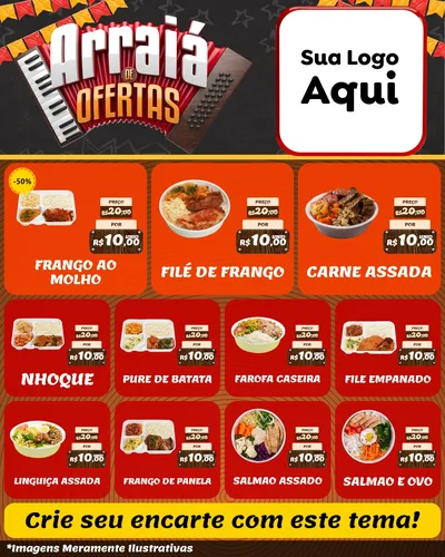 Modelo de Rede Social para Feed Instagram com o tema Arraiá de Ofertas - Junina para Restaurante