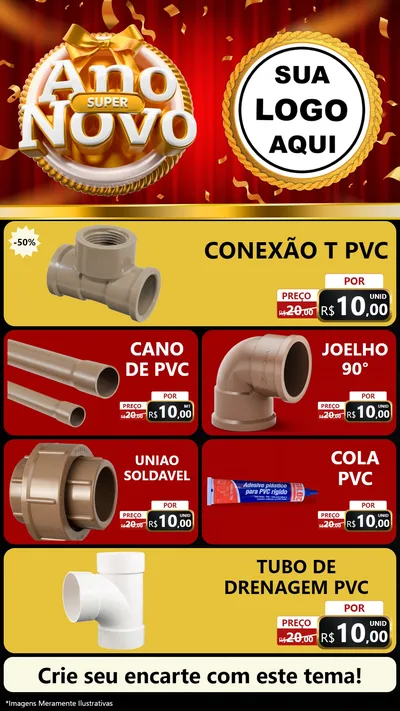 Modelo de TV para TV Vertical com o tema Super Ano Novo para Tubos e conexões