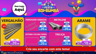 Modelo de TV para TV Horizontal com o tema Festa Boi-Bumbá para Ferragens