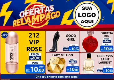 Modelo de Encarte para Encarte A4 Horizontal com o tema Ofertas Relâmpago para Perfumes