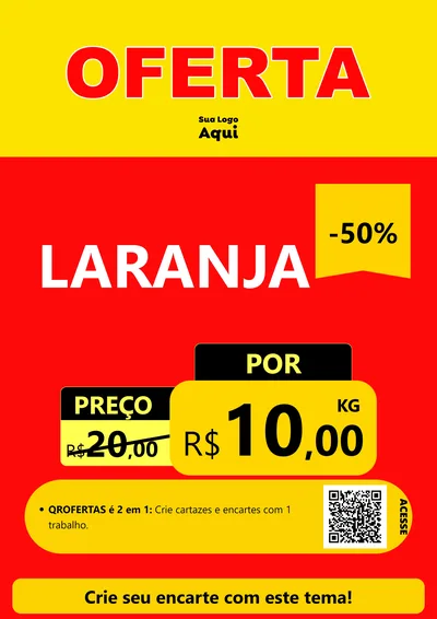 Modelo de Cartaz para Cartaz A4 Vertical com o tema OFERTA - Vermelho Cartaz para Hortifrúti