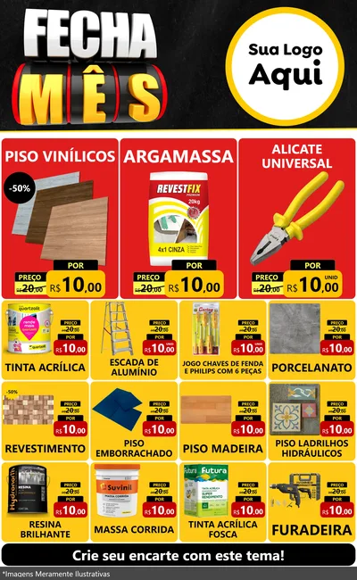 Modelo de Encarte para Encarte Grande com o tema Fecha Mês para Material para Construção