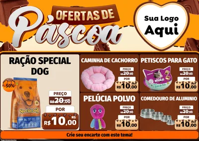 Modelo de Encarte para Encarte A4 Horizontal com o tema Ofertas de Páscoa para Pet Shop