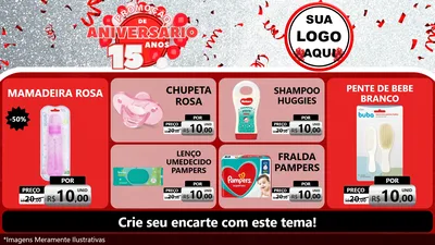 Modelo de TV para TV Horizontal com o tema Promoção de Aniversário - 15 Anos para Bebês