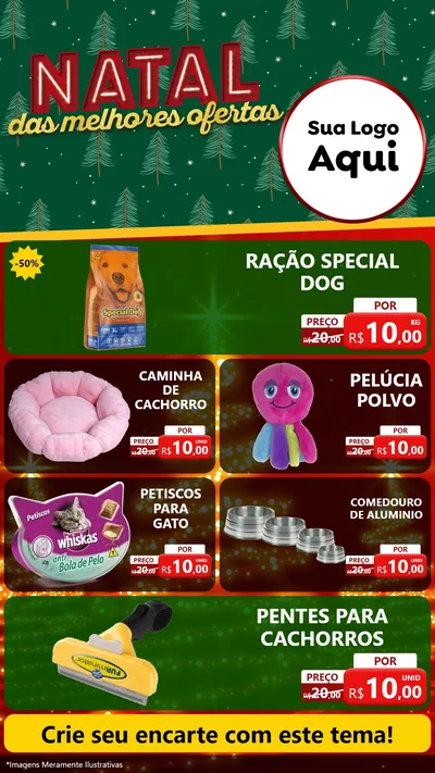 Modelo de TV para TV Vertical com o tema Natal das Melhores Ofertas para Pet Shop