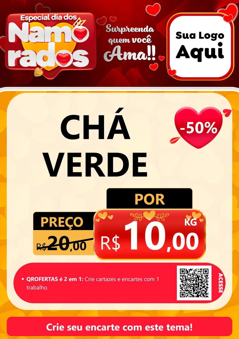 Modelo de Cartaz para Cartaz A4 Vertical com o tema Especial Dia dos Namorados para Produtos Naturais