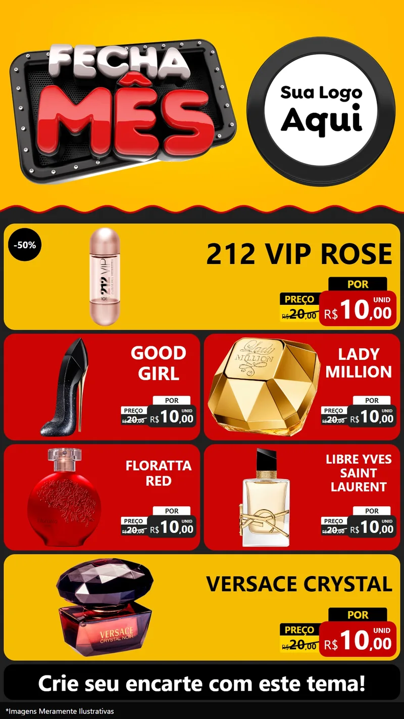 Modelo de TV para TV Vertical com o tema Fecha Mês para Perfumes