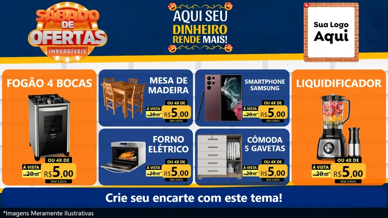 Modelo de TV para TV Horizontal com o tema Sábado de Ofertas Imperdíveis para Móveis e Eletro