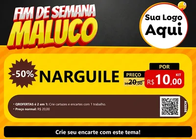 Modelo de Cartaz para Cartaz A4 Horizontal com o tema Final de Semana Maluco para Tabacaria