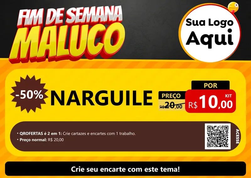 Modelo de Cartaz para Cartaz A4 Horizontal com o tema Final de Semana Maluco para Tabacaria