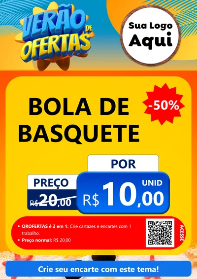 Modelo de Cartaz para Cartaz A4 Vertical com o tema Verão de Ofertas para Artigos Esportivos