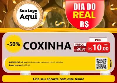 Modelo de Cartaz para Cartaz A4 Horizontal com o tema Dia do Real para Salgadaria