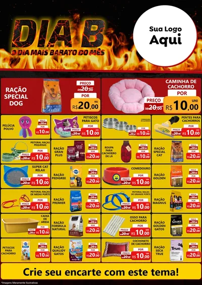 Modelo de Encarte para Encarte A4 Vertical com o tema Dia B para Pet Shop
