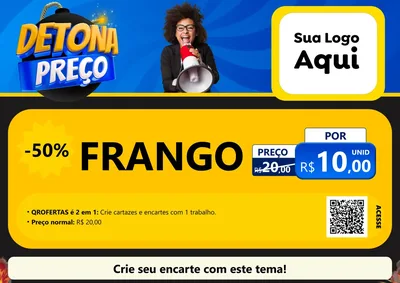 Modelo de Cartaz para Cartaz A4 Horizontal com o tema Detona Preços para Assados