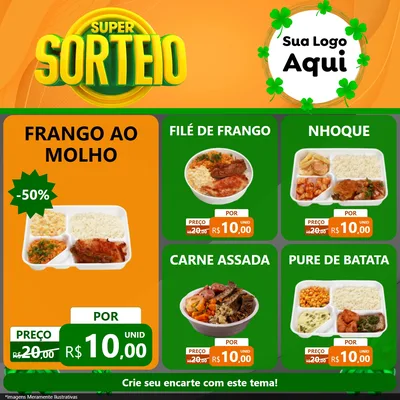 Modelo de Rede Social para Feed Facebook com o tema Super Sorteio para Restaurante