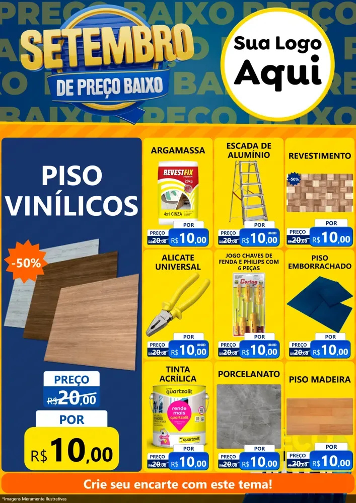 Modelo de Encarte para Encarte A4 Vertical com o tema Setembro De Preço Baixo para Material para Construção