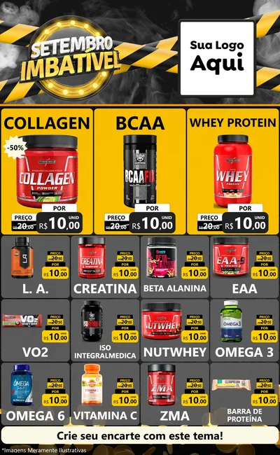 Modelo de Encarte para Encarte Grande com o tema Setembro Imbatível para Suplementos alimentares