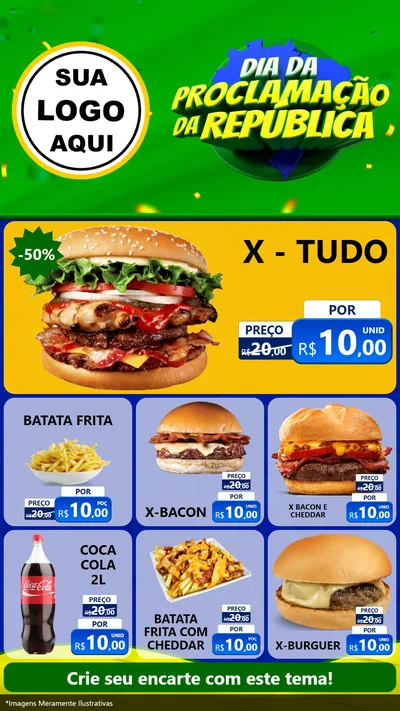 Modelo de Rede Social para Stories com o tema Dia Da Proclamação Da República para Hamburgueria