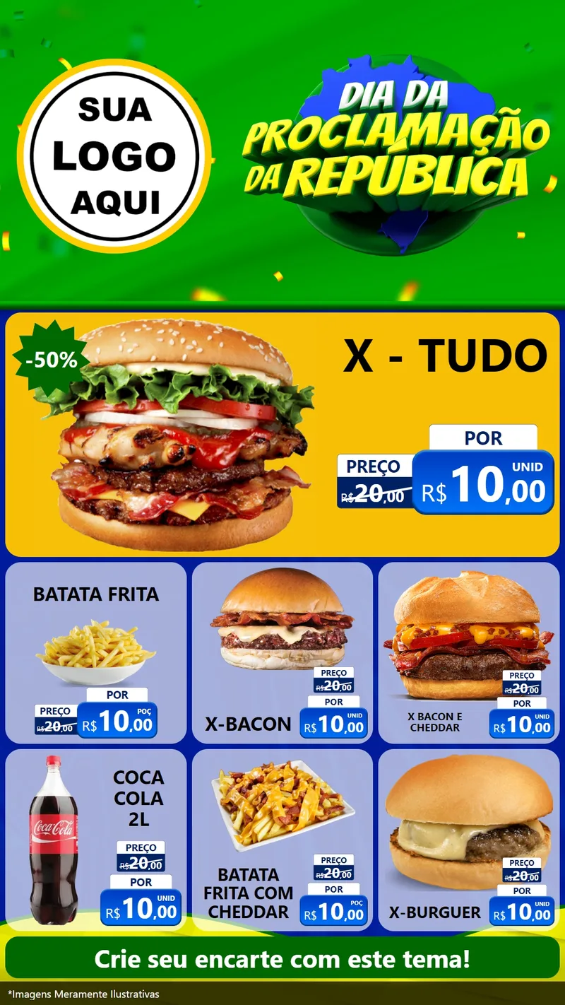 Modelo de Rede Social para Stories com o tema Dia Da Proclamação Da República para Hamburgueria