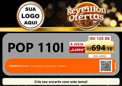 Modelo de Cartaz para Cartaz A4 Horizontal com o tema Réveillon de Ofertas para Concessionaria de Motos