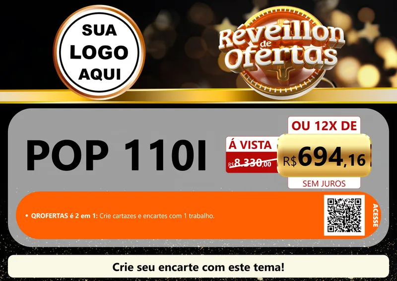 Modelo de Cartaz para Cartaz A4 Horizontal com o tema Réveillon de Ofertas para Concessionaria de Motos