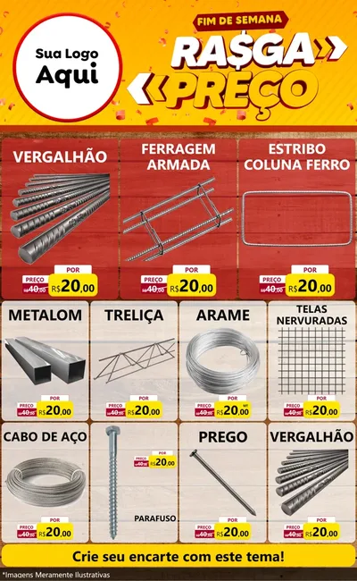 Modelo de Encarte para Encarte Grande com o tema Fim de Semana Rasga Preços para Ferragens