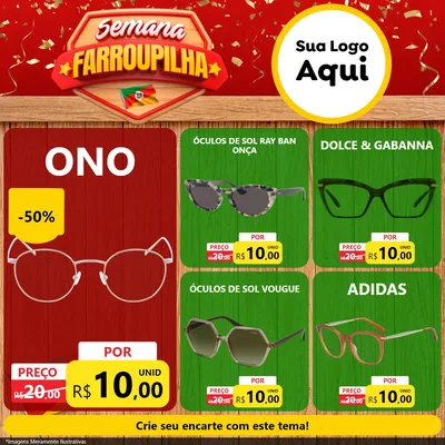 Modelo de Rede Social para Feed Facebook com o tema Semana Farroupilha para Óticas