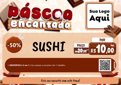 Modelo de Cartaz para Cartaz A4 Horizontal com o tema Páscoa Encantada para Comida japonesa