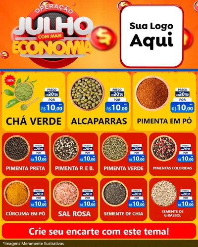 Modelo de Rede Social para Feed Instagram com o tema Operação Julho Com Mais Economia para Produtos Naturais