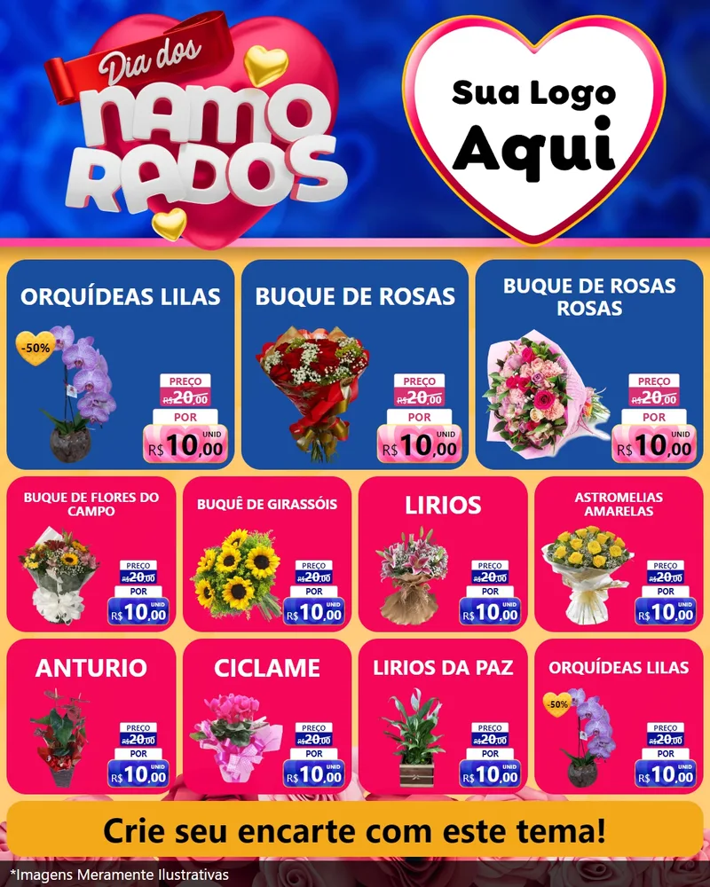 Modelo de Rede Social para Feed Instagram com o tema Dia dos namorados para Floricultura e jardim