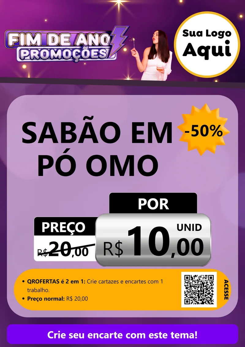 Modelo de Cartaz para Cartaz A4 Vertical com o tema Fim de Ano Promoções para Produtos de Limpeza