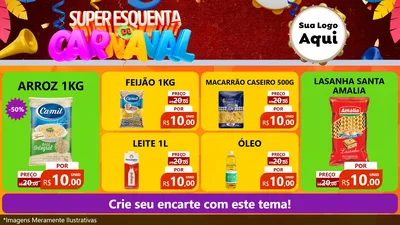 Modelo de TV para TV Horizontal com o tema Super Esquenta de Carnaval para Supermercado