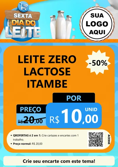 Modelo de Cartaz para Cartaz A4 Vertical com o tema Sexta Dia do Leite para Frios e Laticínios