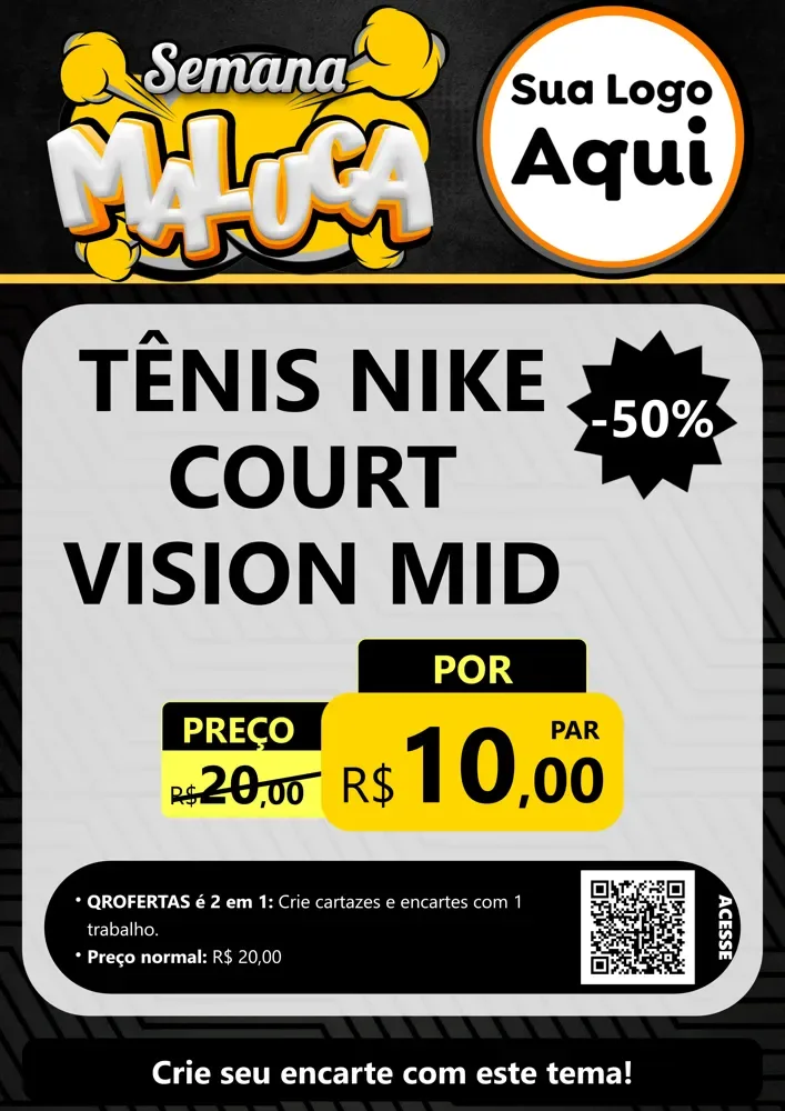 Modelo de Cartaz para Cartaz A4 Vertical com o tema Semana Maluca para Calçados