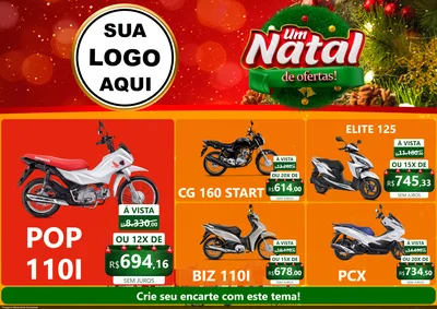 Modelo de Encarte para Encarte A4 Horizontal com o tema Um Natal de Ofertas para Concessionaria de Motos
