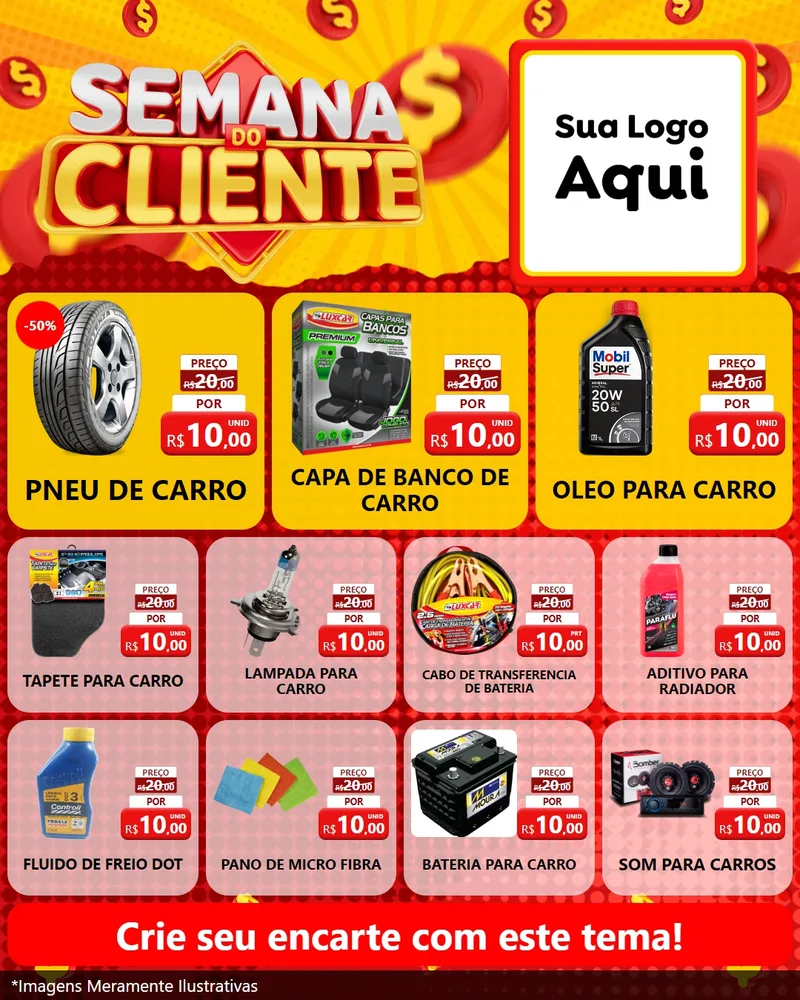 Modelo de Rede Social para Feed Instagram com o tema Semana do Cliente para Auto peças