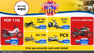 Modelo de TV para TV Horizontal com o tema Ofertas de Julho para Concessionaria de Motos