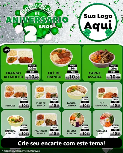 Modelo de Rede Social para Feed Instagram com o tema Promoção de Aniversário - 2 Anos para Restaurante