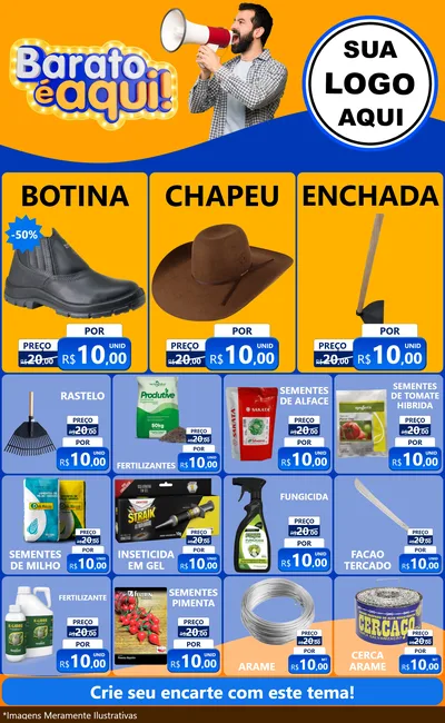 Modelo de Encarte para Encarte Grande com o tema Barato é aqui para Agropecuária